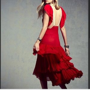 Free People Limited Edition Caroline Valentine Silk Ruffles Dress